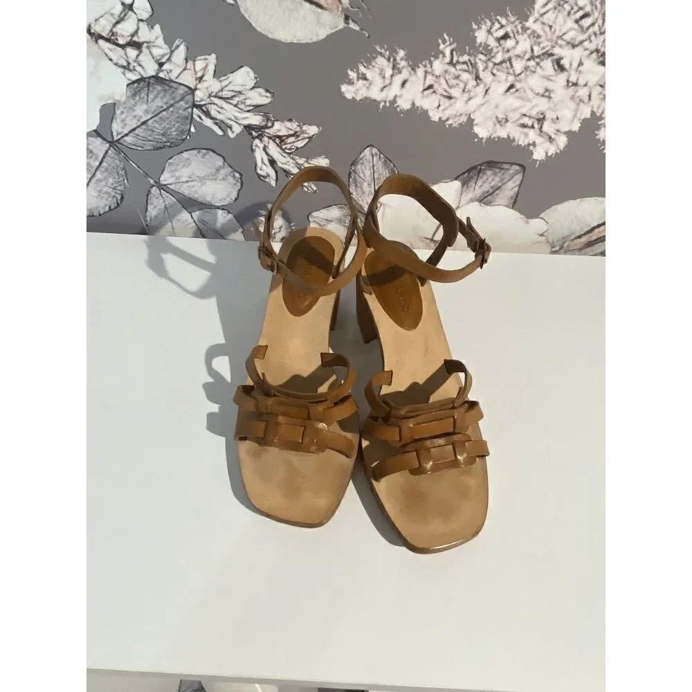 Bernardo Women’s Leather Ankle Strap Heeled Sandals Brown